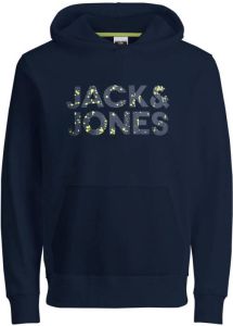 JACK & JONES JUNIOR hoodie JJNEON met logo donkerblauw