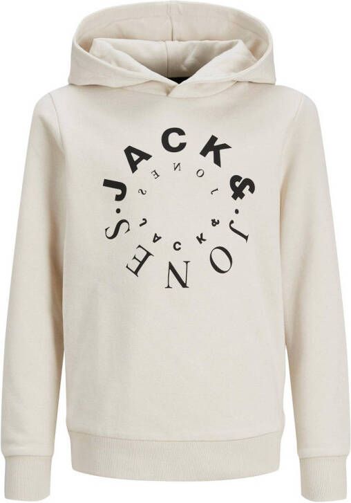 Jack & jones JUNIOR hoodie JJWARRIOR met logo beige Sweater Logo 140