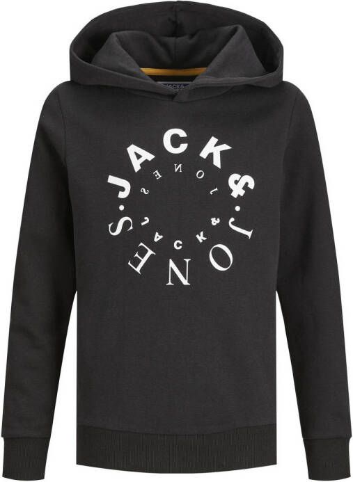 Jack & jones JUNIOR hoodie JJWARRIOR met logo zwart Sweater Logo 128