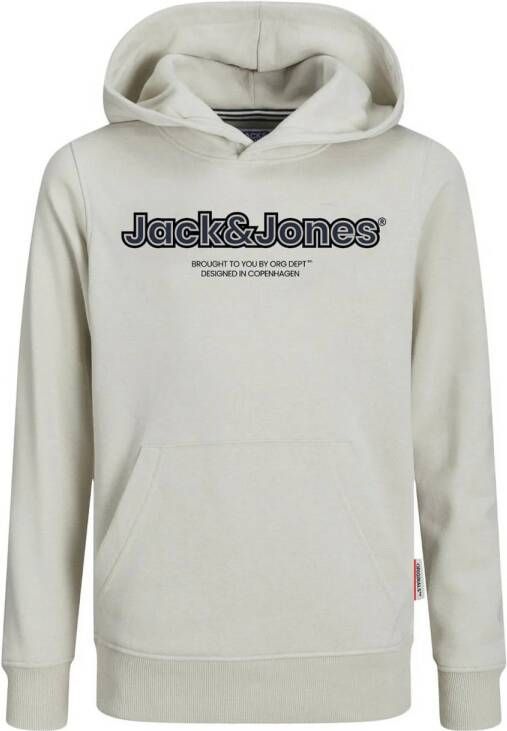 Jack & jones JUNIOR hoodie JORLAKEWOOD met logo lichtgrijs Sweater Logo 164