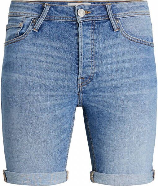 Jack & jones JUNIOR jeans bermuda JJIRICK stonewashed Denim short Blauw Jongens Stretchdenim 152
