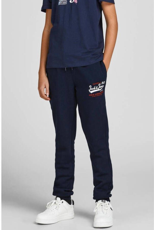 Jack & jones JUNIOR regular fit joggingbroek JPSTLOGO met logo donkerblauw Jongens Sweat 140