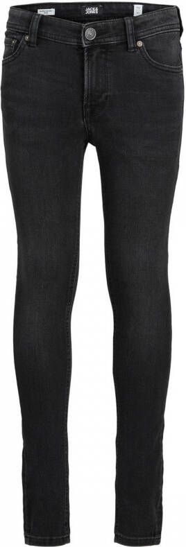 Jack & jones JUNIOR skinny fit jeans Idan zwart Jongens Stretchdenim Effen 128