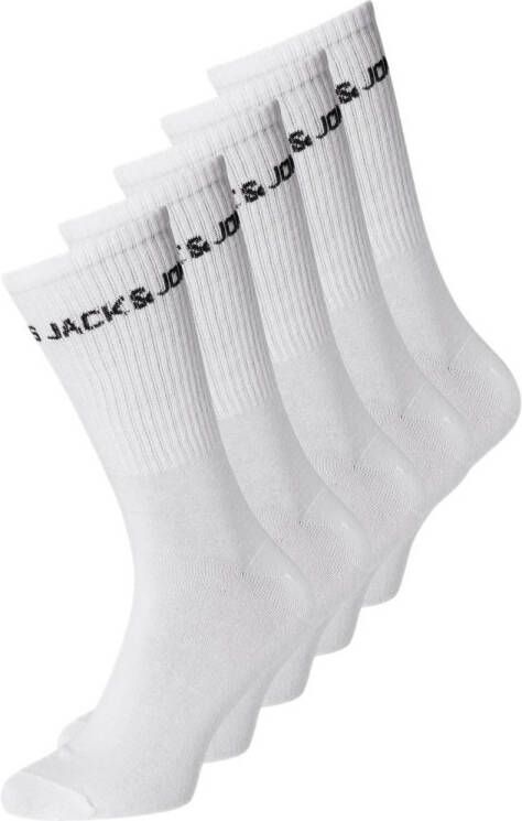 Jack & jones JUNIOR sokken JACBASIC set van 5 wit Jongens Katoen Logo 33 37