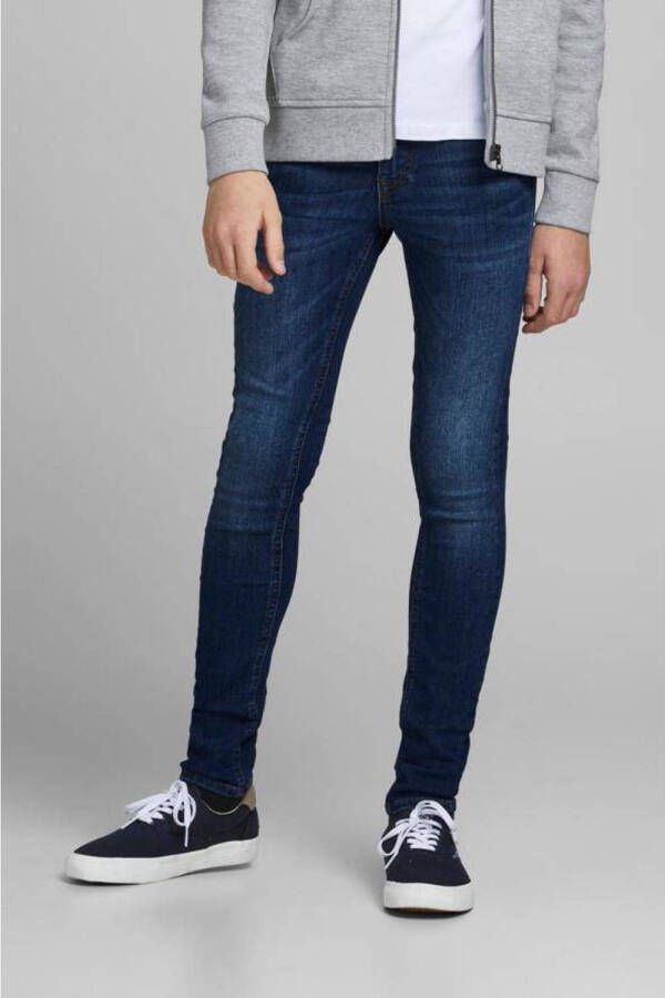 Jack & jones JUNIOR super skinny jeans JJIDAN dark denim Blauw Jongens Stretchdenim 164