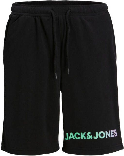 JACK & JONES JUNIOR sweatshort JPSTDIGITALI met logo zwart