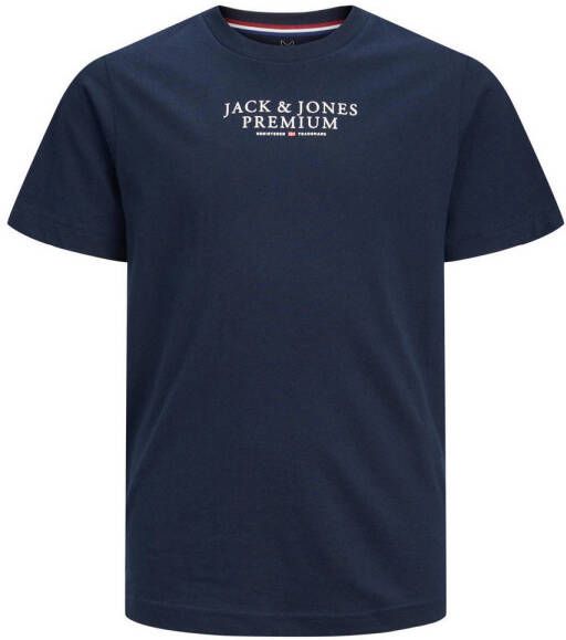 Jack & jones JUNIOR T-shirt JCOMAGIC met logo donkerblauw Jongens Katoen Ronde hals 140