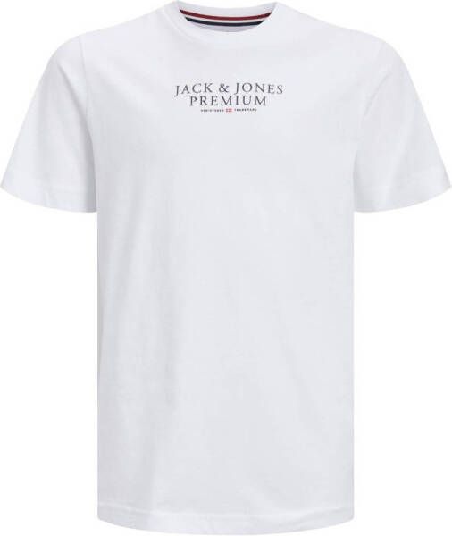 Jack & jones JUNIOR T-shirt JCOMAGIC met logo wit Jongens Katoen Ronde hals 128