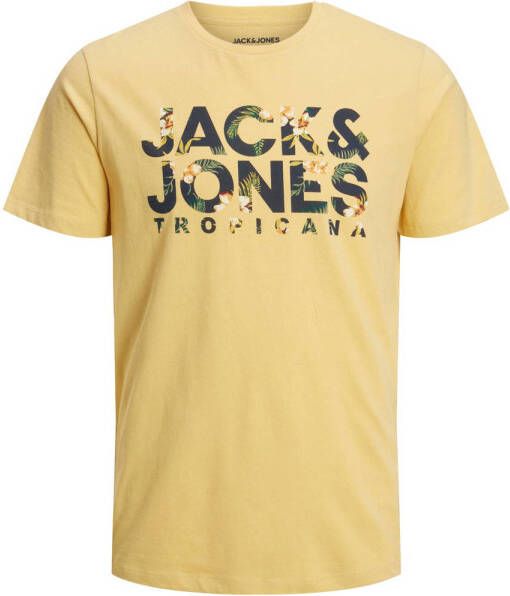 JACK & JONES JUNIOR T-shirt JJBECS met logo geel
