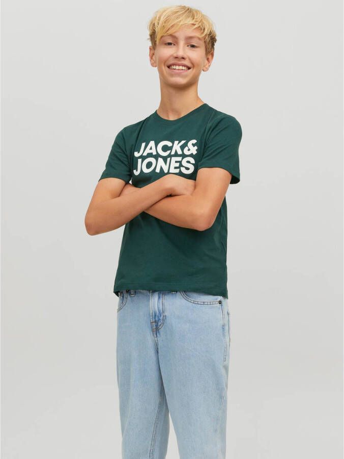 JACK & JONES JUNIOR T-shirt JJECORP met logo donkergroen