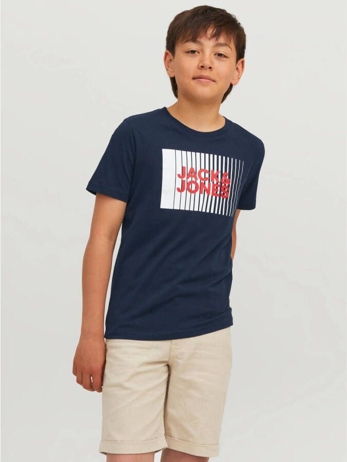 JACK & JONES JUNIOR T-shirt JJECORP van biologisch katoen donkerblauw