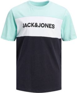 JACK & JONES JUNIOR T-shirt JJELOGO met logo turquoise donkerblauw wit