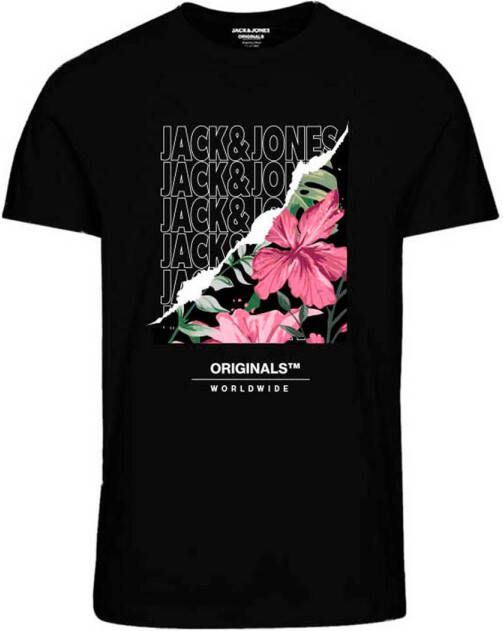 JACK & JONES JUNIOR T-shirt JORBOOSTER met logo zwart