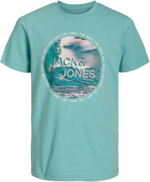 JACK & JONES JUNIOR T-shirt JORBOOSTER met printopdruk blauw