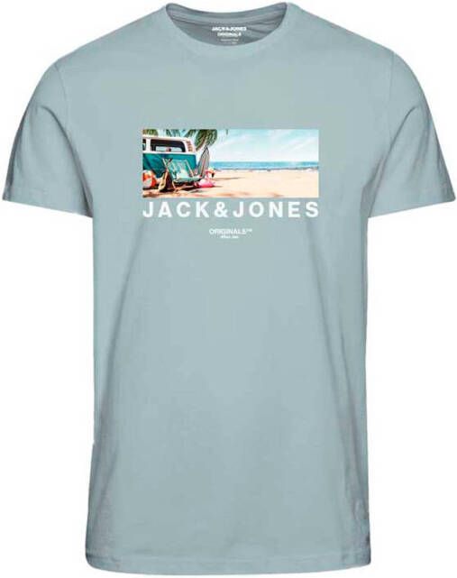 JACK & JONES JUNIOR T-shirt JORBOOSTER met printopdruk grijsgroen