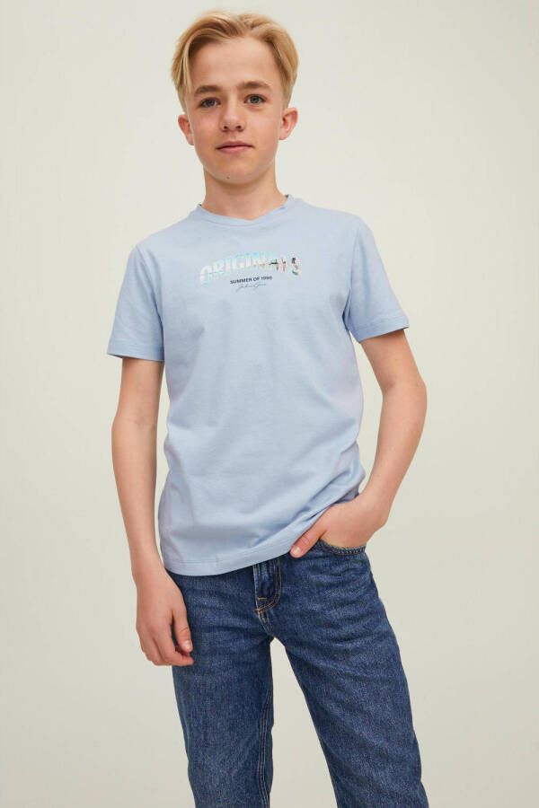 Jack & jones JUNIOR T-shirt JORBOOSTER met printopdruk lichtblauw Jongens Katoen Ronde hals 128