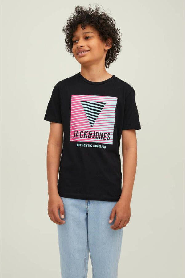 JACK & JONES JUNIOR T-shirt JORBOOSTER met printopdruk zwart