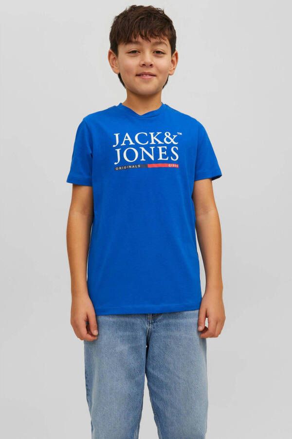 Jack & jones JUNIOR T-shirt JORCODYY met printopdruk blauw Jongens Katoen Ronde hals 140
