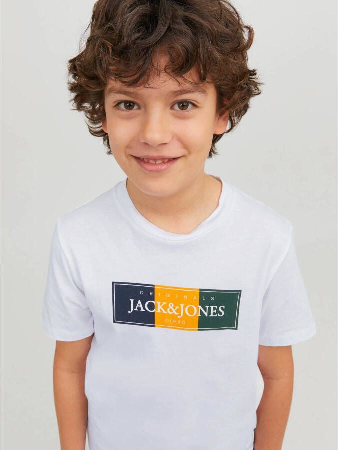 Jack & jones JUNIOR T-shirt JORCODYY met printopdruk wit Jongens Katoen Ronde hals 140