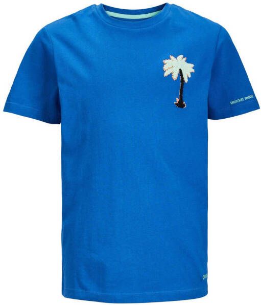Jack & jones JUNIOR T-shirt JORFRESH met printopdruk blauw Jongens Katoen Ronde hals 128