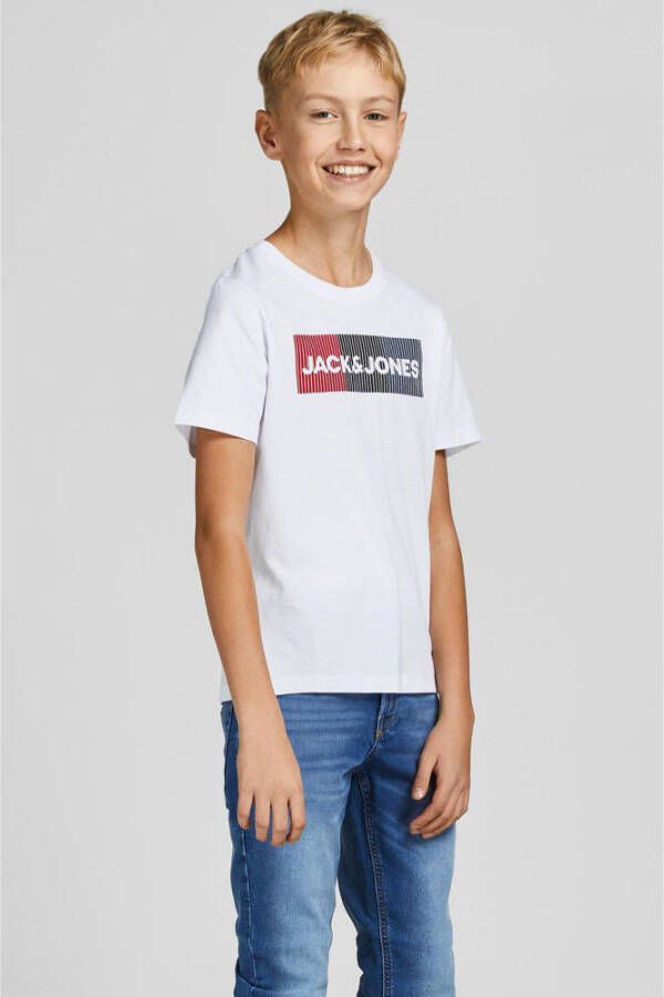 JACK & JONES JUNIOR t-shirt set van 3 wit zwart rood