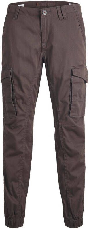 Jack & jones JUNIOR tapered fit broek JPSTPAUL met logo bruin Jongens Stretchkatoen 146
