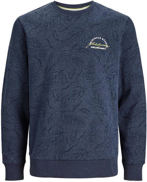 JACK & JONES ORIGINALS sweater JORWILBERT met logo donkerblauw