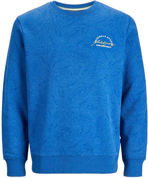JACK & JONES ORIGINALS sweater JORWILBERT met logo blauw