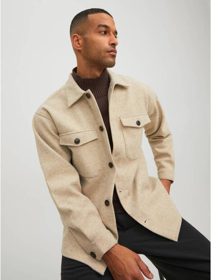 JACK & JONES ORIGINALS gemêleerd regular fit overshirt JOROLLIE peyote