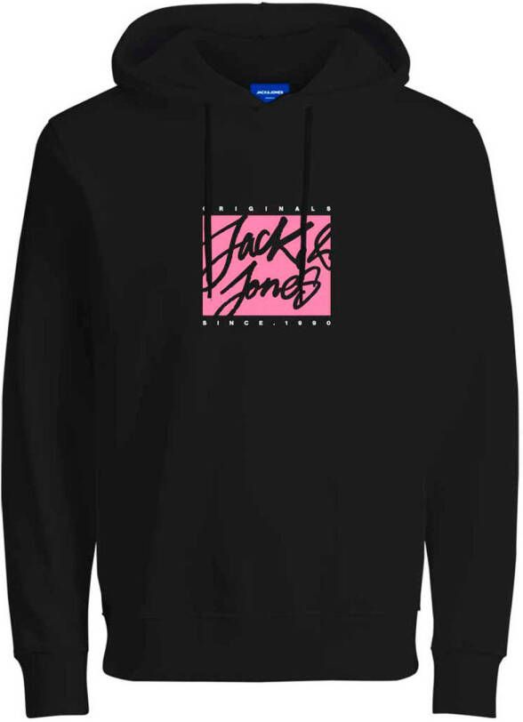 JACK & JONES ORIGINALS hoodie met printopdruk zwart