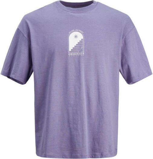 JACK & JONES ORIGINALS oversized T-shirt JORDESTINY met backprint twilight purple