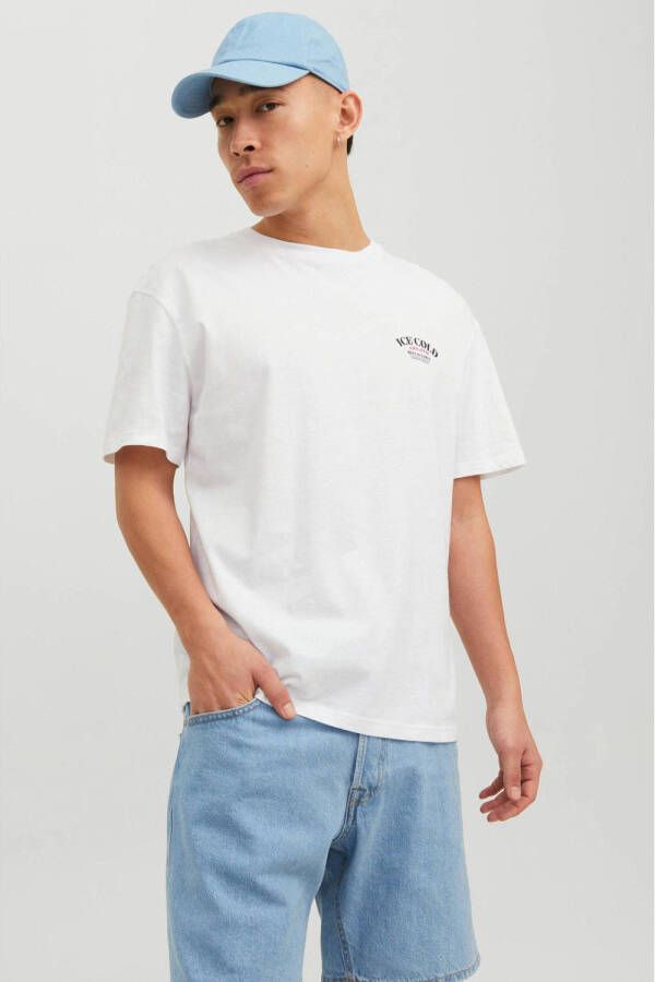 JACK & JONES ORIGINALS regular fit T-shirt JORBUSINESS met backprint bright white