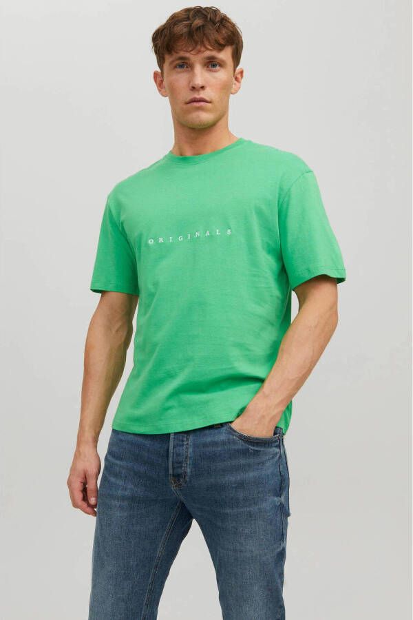 Jack & jones Copenhagen Korte Mouw Geborduurd T-Shirt Green Heren