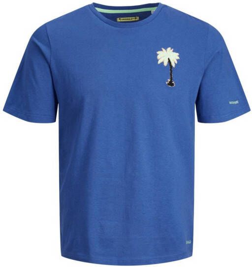 JACK & JONES ORIGINALS regular fit T-shirt JORFRESH met printopdruk nautical blue