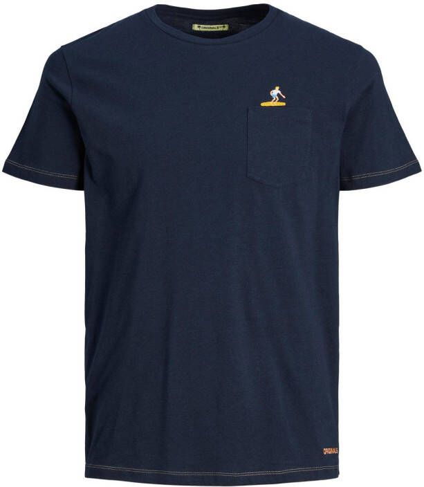 JACK & JONES ORIGINALS regular fit T-shirt JORFRESH met printopdruk navy blazer