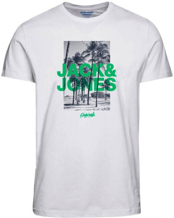 JACK & JONES ORIGINALS regular fit T-shirt JORLOCKS met printopdruk bright white