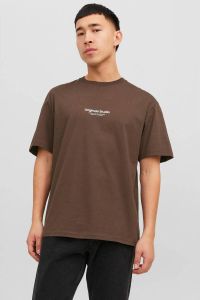 JACK & JONES ORIGINALS regular fit T-shirt JORVESTERBRO van biologisch katoen bruin