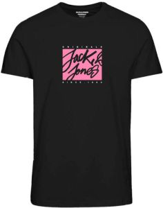 JACK & JONES ORIGINALS regular fit T-shirt met printopdruk black