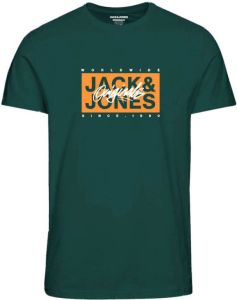 JACK & JONES ORIGINALS regular fit T-shirt met printopdruk trekking green