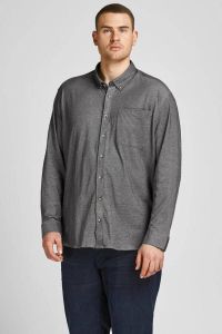 JACK & JONES PLUS SIZE gemêleerd oversized overhemd JJEPIQUE Plus Size grey melange