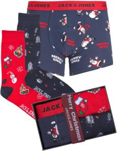 JACK & JONES PLUS SIZE giftbox boxershort + 2 paar sokken JACMERRY XMAS met kerst print