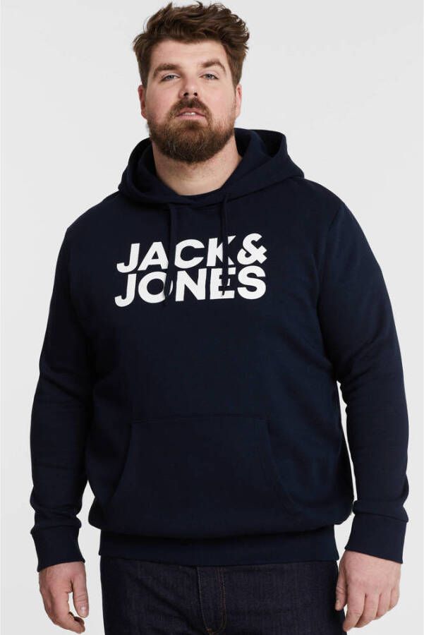 JACK & JONES PLUS SIZE hoodie JJECORP Plus Size met logo navy blazer