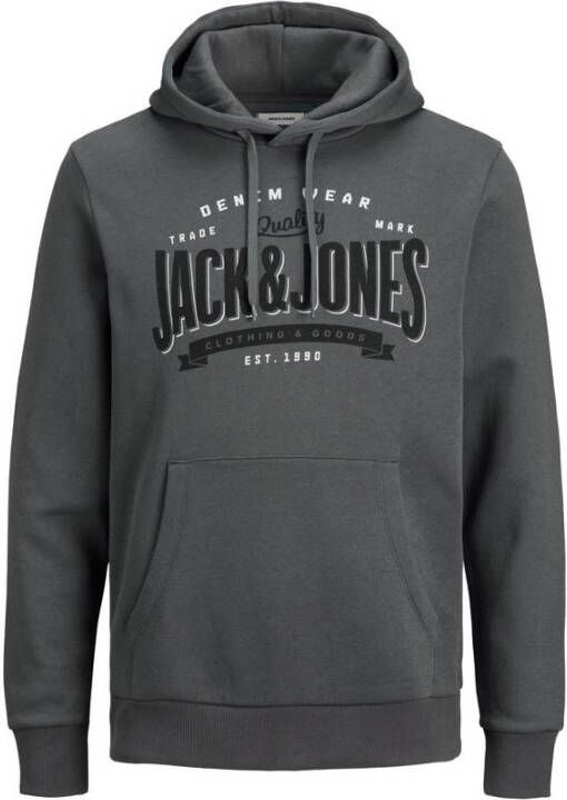 JACK & JONES PLUS SIZE hoodie JJELOGO Plus Size met logo asphalt
