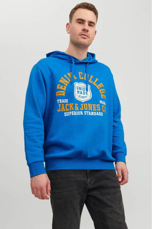 JACK & JONES PLUS SIZE hoodie JJELOGO Plus Size met logo blauw