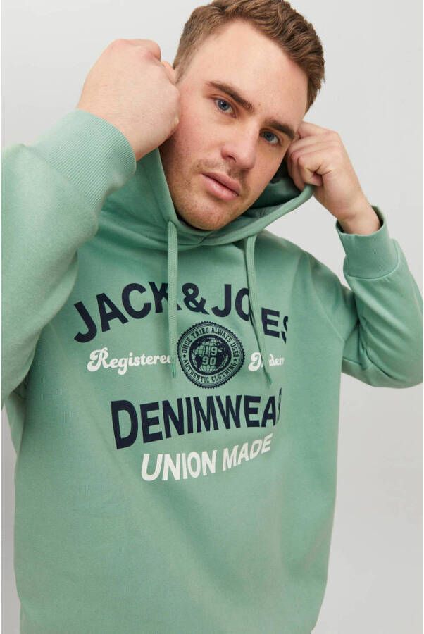 JACK & JONES PLUS SIZE hoodie JJELOGO Plus Size met logo granite green
