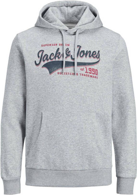 JACK & JONES PLUS SIZE hoodie JJELOGO Plus Size met logo grijs