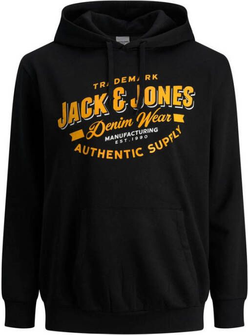 JACK & JONES PLUS SIZE hoodie JJELOGO Plus Size met logo zwart