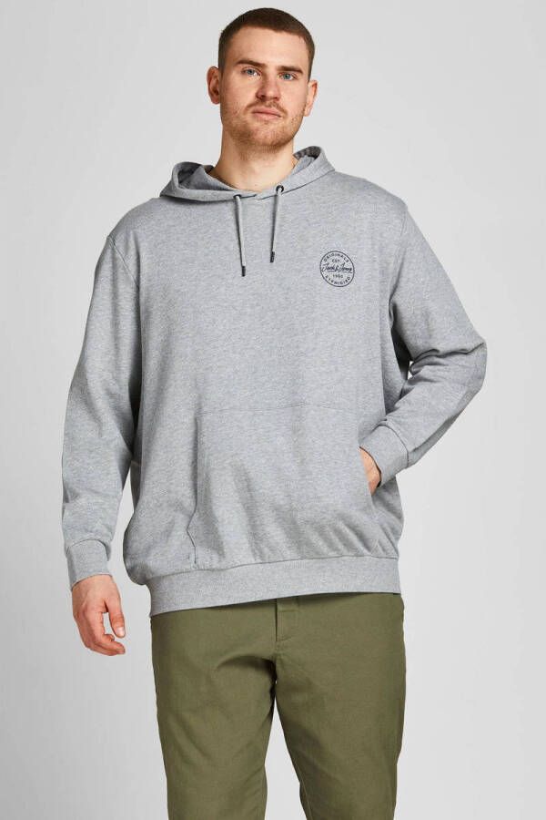 JACK & JONES PLUS SIZE hoodie JJESHARK Plus Size met logo light grey melange