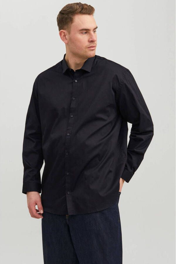 JACK & JONES PLUS SIZE loose fit overhemd JPRBLACARDIFF Plus Size met all over print zwart
