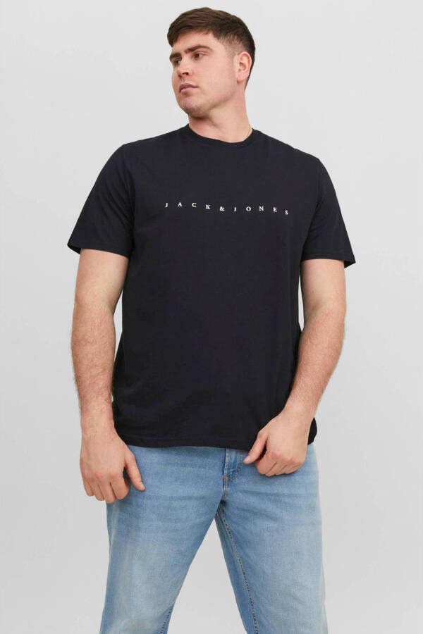 JACK & JONES PLUS SIZE oversized T-shirt JJESTAR Plus Size met logo zwart